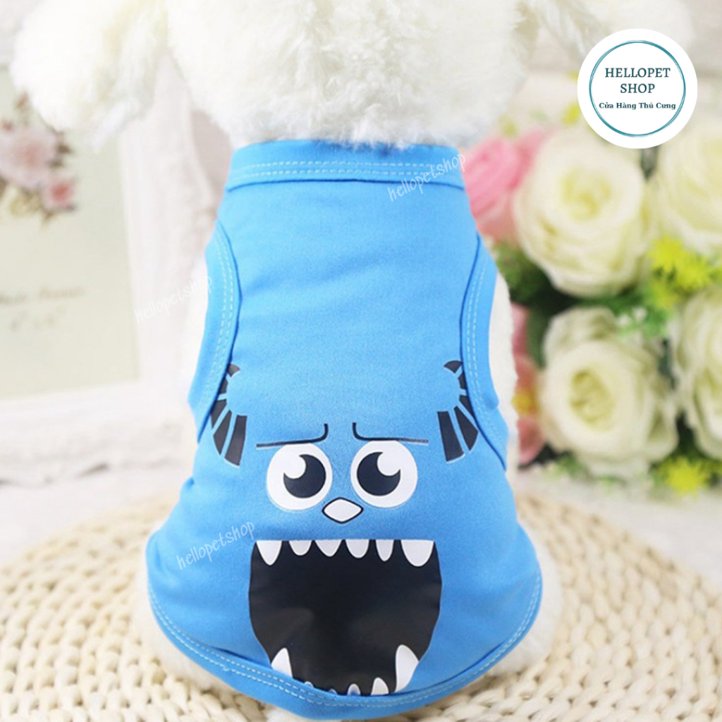 Áo cho chó mèo HELLOPET kiểu dáng ba lỗ, họa tiết hoạt hình giá rẻ mùa hè chất liệu cao cấp thoáng mát cho thú cưng H02