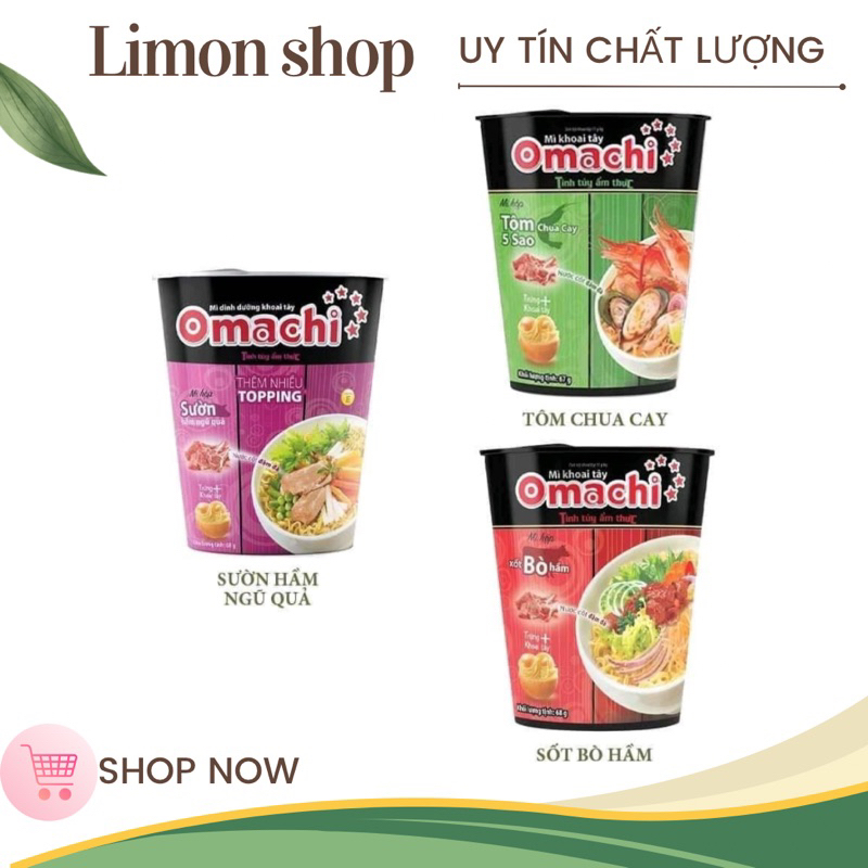 Combo 6 ly mì dinh dưỡng khoai tây Omachi chua cay/ sườn hầm/ bò hầm