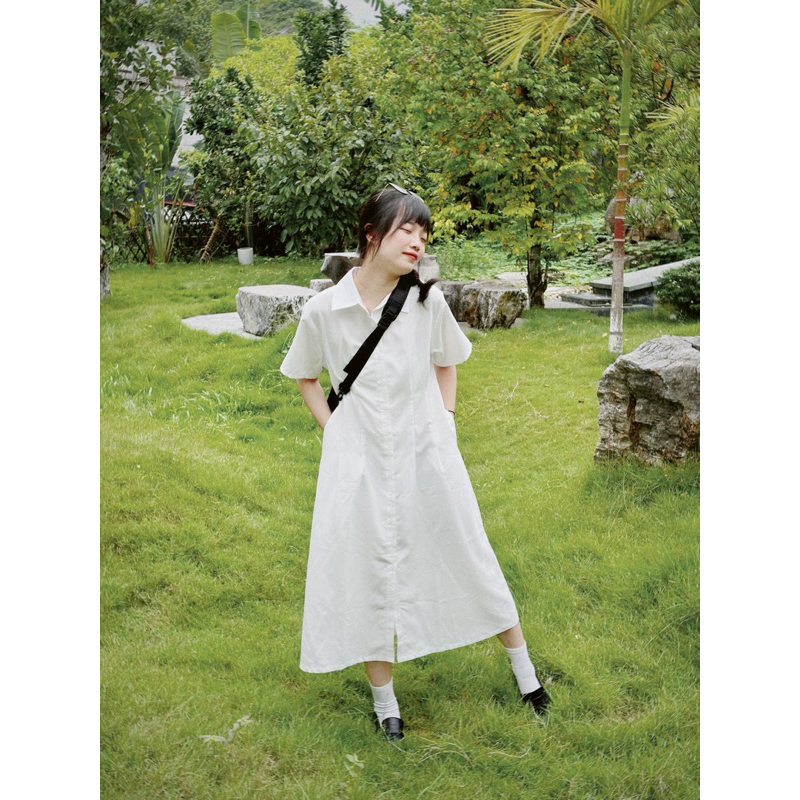 Nimi - Đầm sơ mi chiết eo nhẹ Signature shirts dress