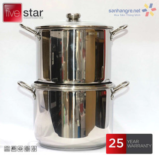 Nồi luộc gà 3 đáy inox 304 cao cấp fivestar 26cm/28cm/30cm thành cao