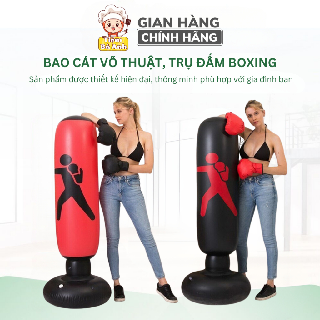 Bao cát võ thuật, trụ đấm hơi bốc phản xạ mẫu mới 2023, bao đấm boxing tự đứng lắc lư chắc chắn dễ mang mang đi lại