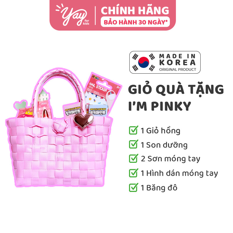 Đồ chơi trang điểm giỏ hồng Pinky cho bé có sơn móng tay và son dưỡng (được chọn màu)