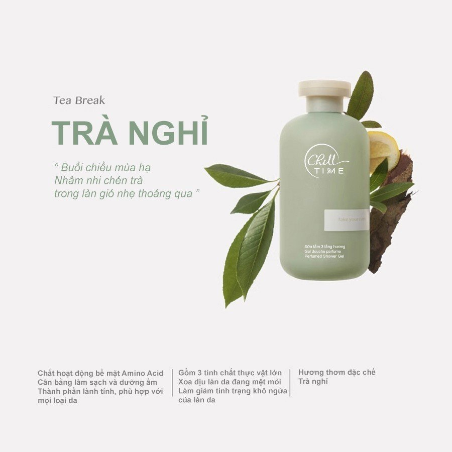 Combo sữa tắm, sữa dưỡng thể trắng da 3 tầng hương Chill Time 300ml