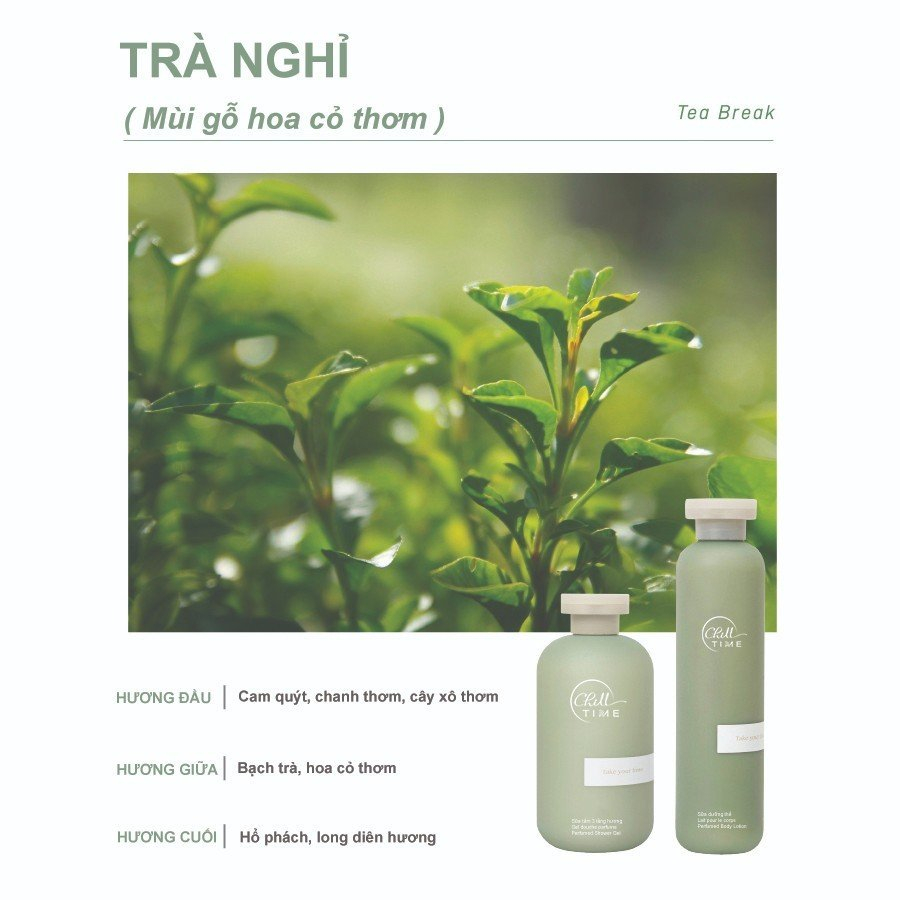 Combo sữa tắm, sữa dưỡng thể trắng da 3 tầng hương Chill Time 300ml