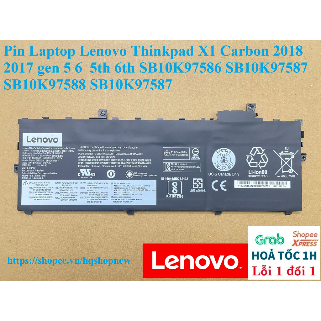 Pin Laptop Lenovo Thinkpad X1 Carbon 2018 2017 gen 5 6  5th 6th SB10K97586 SB10K97587 SB10K97588 SB10K97587