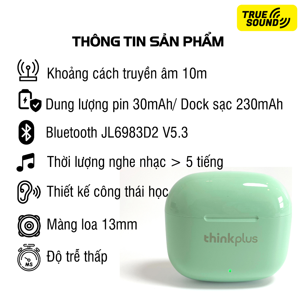 Tai nghe Bluetooth LENOVO LP40 PRO 5.3V. Tai nghe được ưa chuộng nhất 2023.