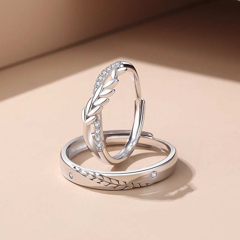 Nhẫn đôi bạc nam nữ sao hoạ tiết lúa mì quà tặng dịp kỉ niệm ý nghĩa - ND2894 - Bảo Ngọc Jewelry