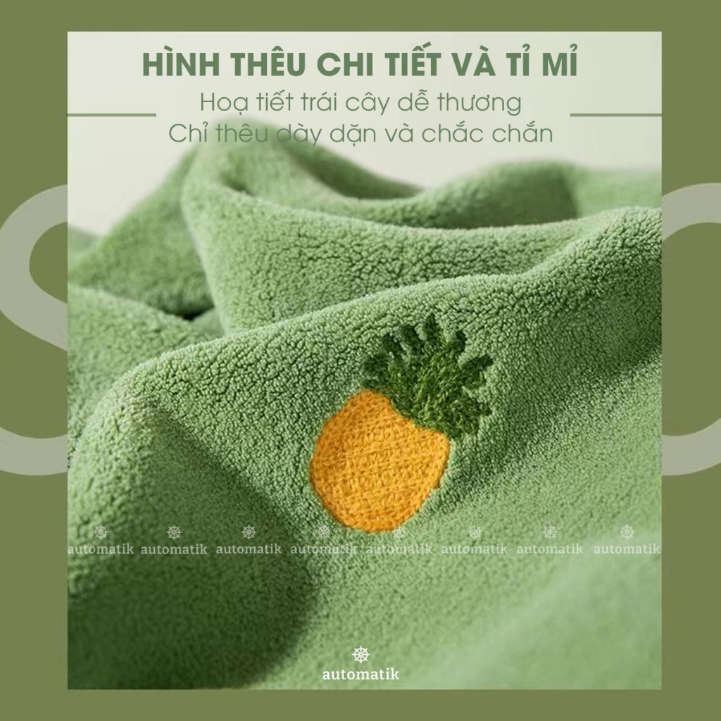 Set 3 Khăn Tắm Lông Cừu Combo Khăn Tắm Hoạ Tiết Trái Cây Tặng Kèm Hộp Và Túi Quà