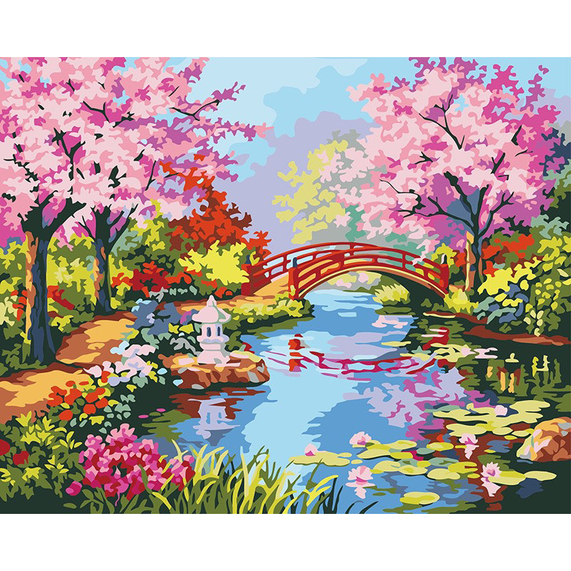 Combo 2 tranh số hoá-tranh tô màusize 30x40cm-khung gỗ căn sẵn-dụng cụ đầy đủ