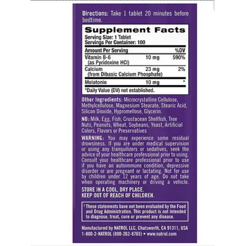 Viên uống hỗ trợ giấc ngủ Natrol Melatonin Advance Sleep 10mg 100 viên