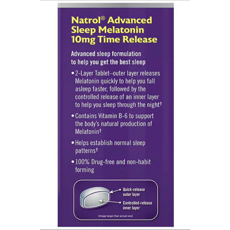 Viên uống hỗ trợ giấc ngủ Natrol Melatonin Advance Sleep 10mg 100 viên
