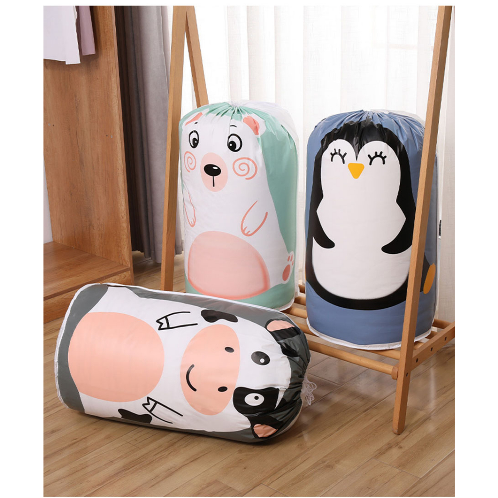 Túi đựng chăn ga gối 135L dây rút vô cùng tiện lợi, Túi đựng quần áo hình thú cute chống thắm nước