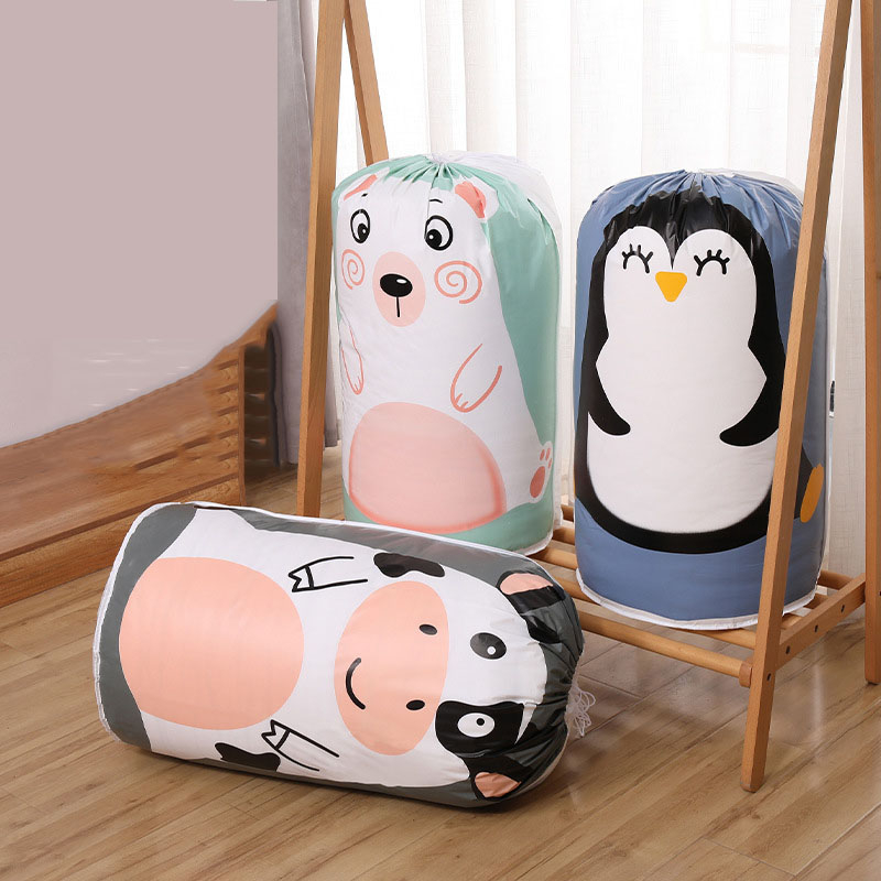 Túi đựng chăn ga gối 135L dây rút vô cùng tiện lợi, Túi đựng quần áo hình thú cute chống thắm nước