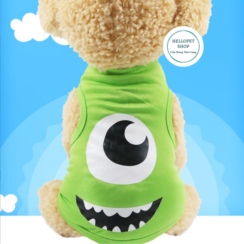 Áo cho chó mèo HELLOPET kiểu dáng ba lỗ, họa tiết hoạt hình giá rẻ mùa hè chất liệu cao cấp thoáng mát cho thú cưng H02