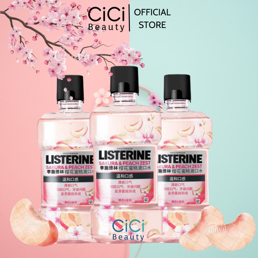 Nước Súc Miệng Listerine Diệt Khuẩn, Giữ Hơi Thở Thơm Mát Listerine Sakura và Peach Zest 250ml và 500ml