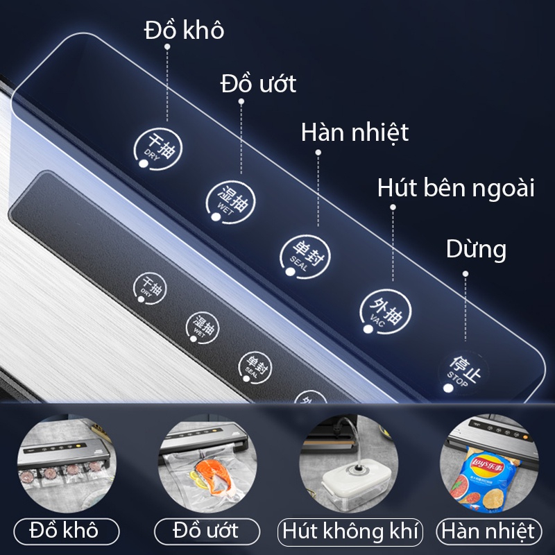 Máy Hút Chân Không Bảo Quản Thực Phẩm, Máy Hút Chân Không Mini Kiêm Máy Hàn Miệng Túi, Máy Nén Chân Không Gia Đình