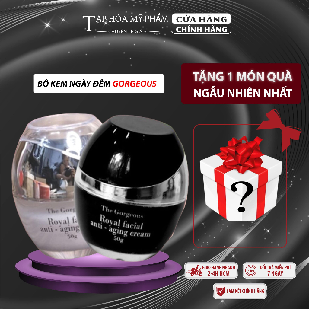 Combo kem cừu ngày đêm Múi Xù GORGEOUS dưỡng trắng da tặng quà xịn, kem dưỡng ẩm da mặt nâng tone mờ nám thâm 50gr
