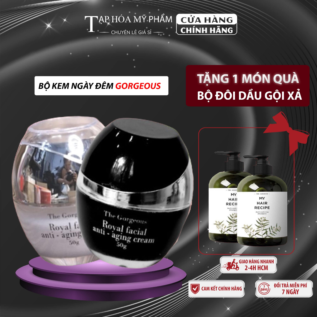 Combo kem cừu ngày đêm Múi Xù GORGEOUS dưỡng trắng da tặng quà xịn, kem dưỡng ẩm da mặt nâng tone mờ nám thâm 50gr