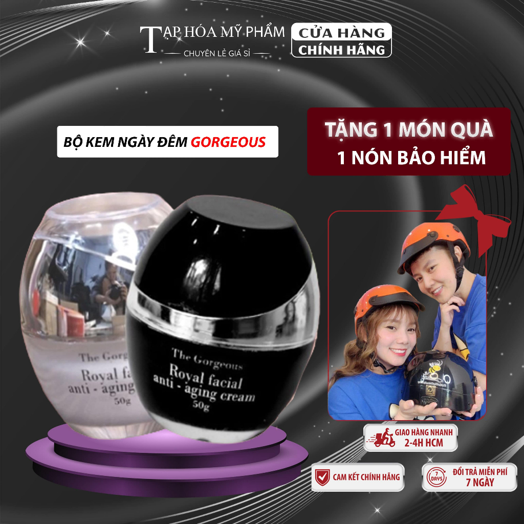 Combo kem cừu ngày đêm Múi Xù GORGEOUS dưỡng trắng da tặng quà xịn, kem dưỡng ẩm da mặt nâng tone mờ nám thâm 50gr