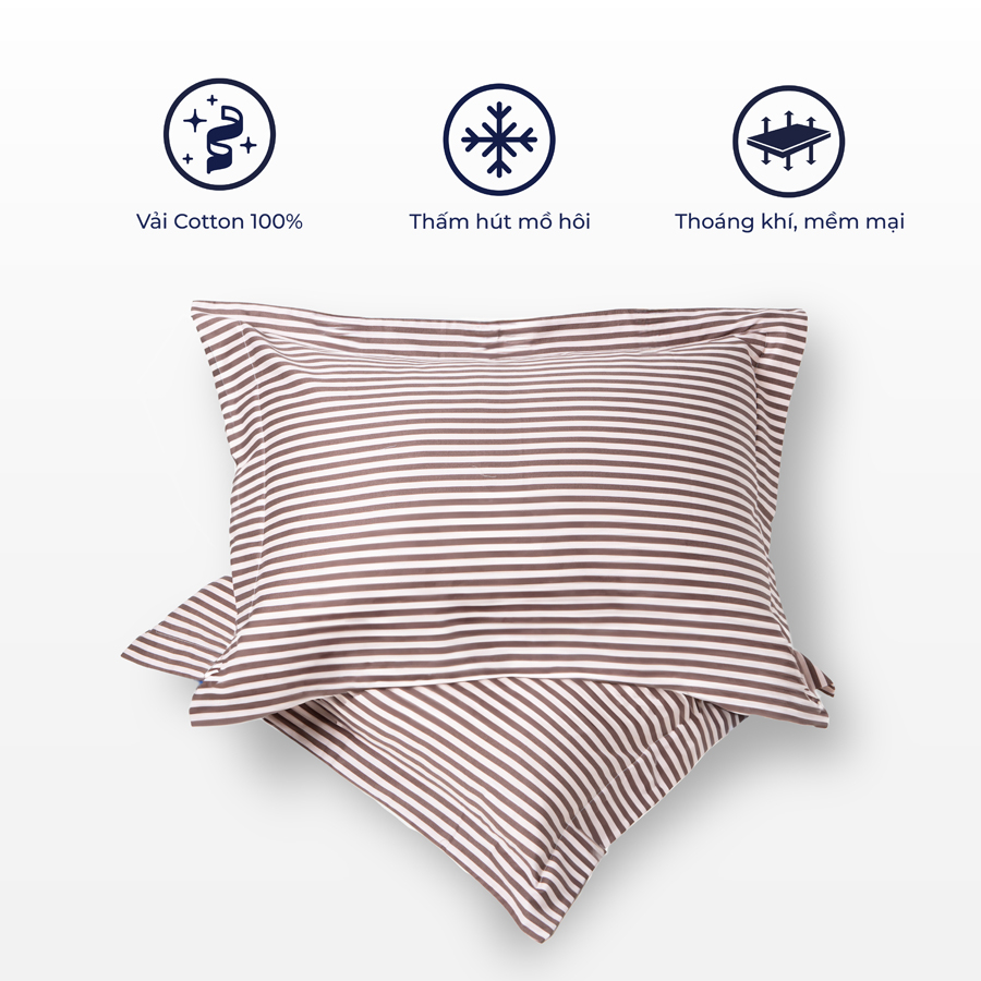 Áo gối theo dáng gối Peanut & Convoluted Peanut Liên Á 100% Cotton thiên nhiên