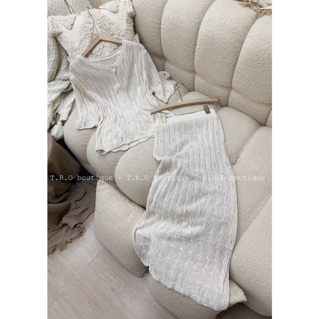 Set #1162 áo len chân váy mỏng đầu mùa hàng QCCC