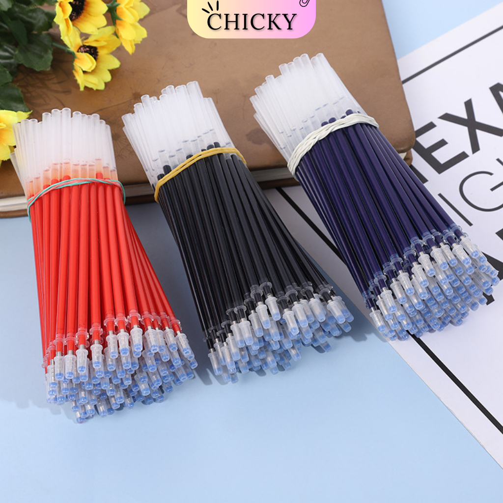 Combo 50 ruột bút mực gel Chicky ngòi 0.5mm dài 13cm lắp vừa các loại bút nắp cài