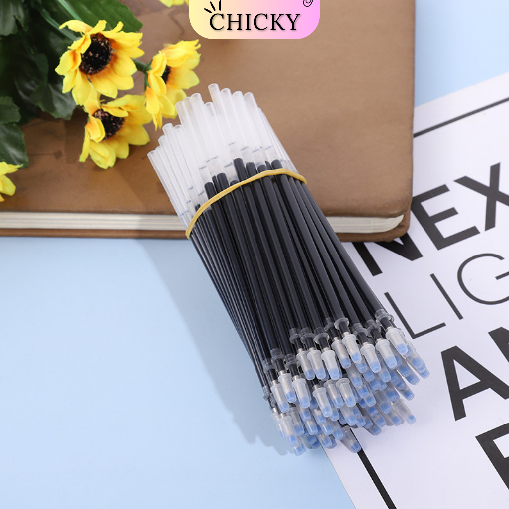 Combo 50 ruột bút mực gel Chicky ngòi 0.5mm dài 13cm lắp vừa các loại bút nắp cài