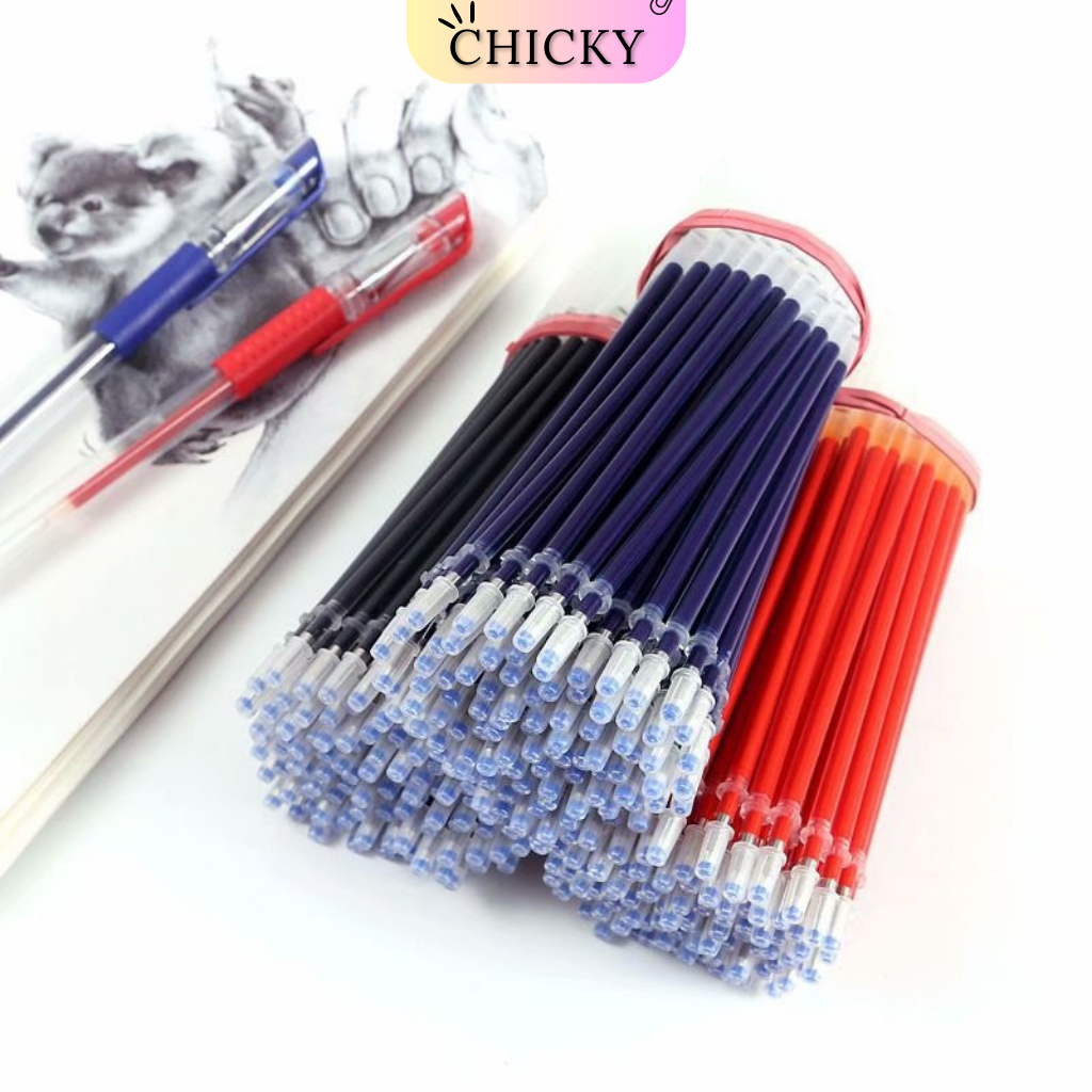 Combo 50 ruột bút mực gel Chicky ngòi 0.5mm dài 13cm lắp vừa các loại bút nắp cài