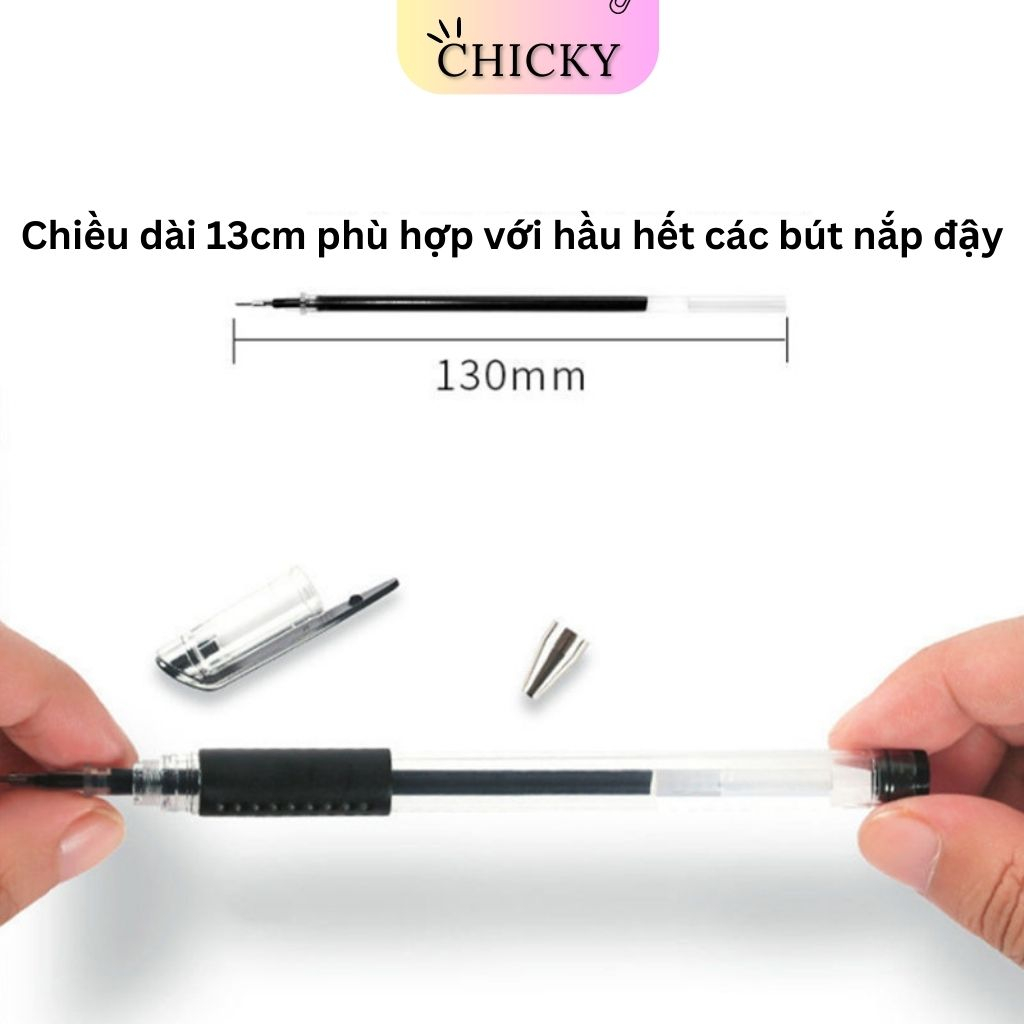 Combo 50 ruột bút mực gel Chicky ngòi 0.5mm dài 13cm lắp vừa các loại bút nắp cài
