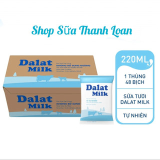 [HSD T9-2024] Thùng 48 Bịch Sữa Tươi Tiệt Trùng Vị Tự Nhiên Dalatmilk 220ml