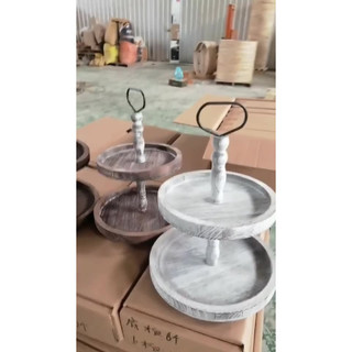 Khay bánh gỗ nguyên khổi phong cách Vintage trang trí tiệc bánh ngọt