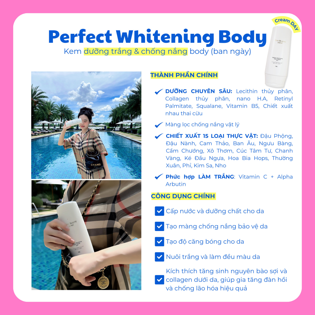 Perfect Whitening BODY cream DAY / Kem dưỡng cơ thể ban ngày / BODY NGÀY