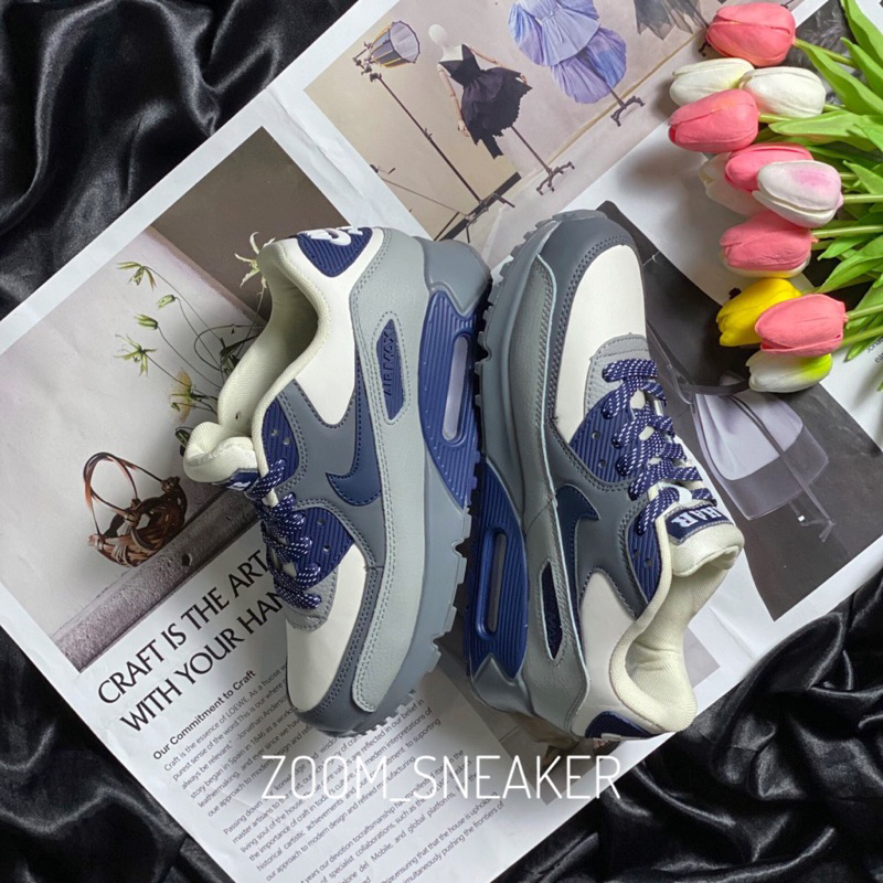 Giày Air Max90 Futura Desert Sand Blue Grey - Sneaker Air max 90 Xám Xanh Navy Cao Cấp Fullbox