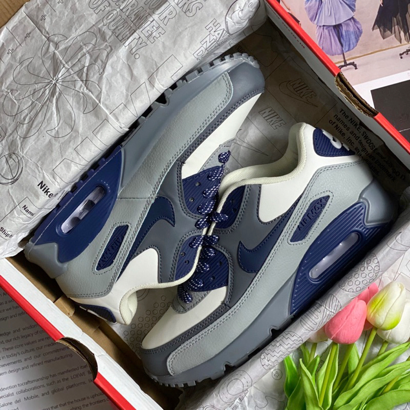 Giày Air Max90 Futura Desert Sand Blue Grey - Sneaker Air max 90 Xám Xanh Navy Cao Cấp Fullbox