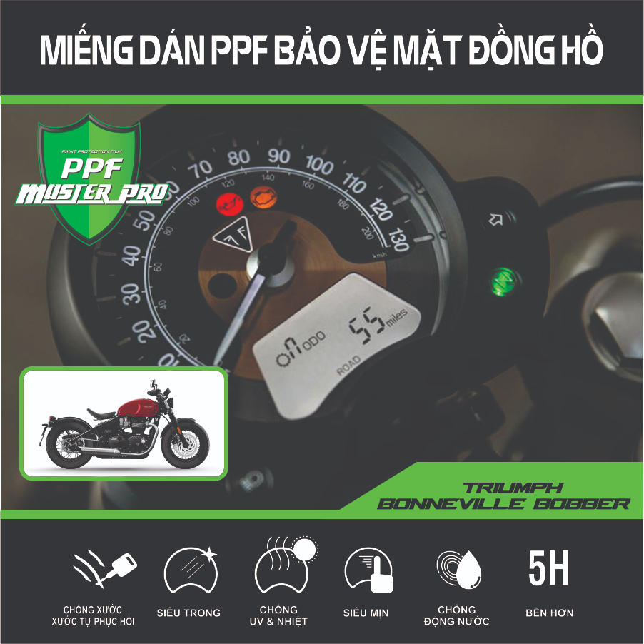 Miếng Dán PPF Bảo Vệ Mặt Đồng Hồ Xe  Triumph Bonneville Bobber| Chất Liệu Film PPF...