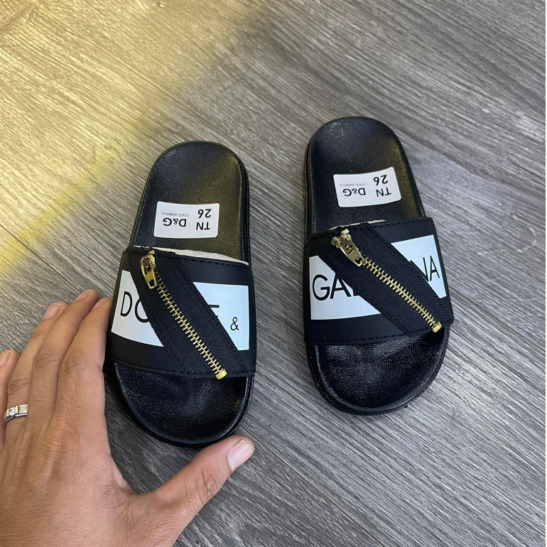 Dép lê Cho Bé DG mix khóa chéo, dép dolce khóa zip đế cao su cao cấp Hot Nhất 2023 full sz 26 - 35