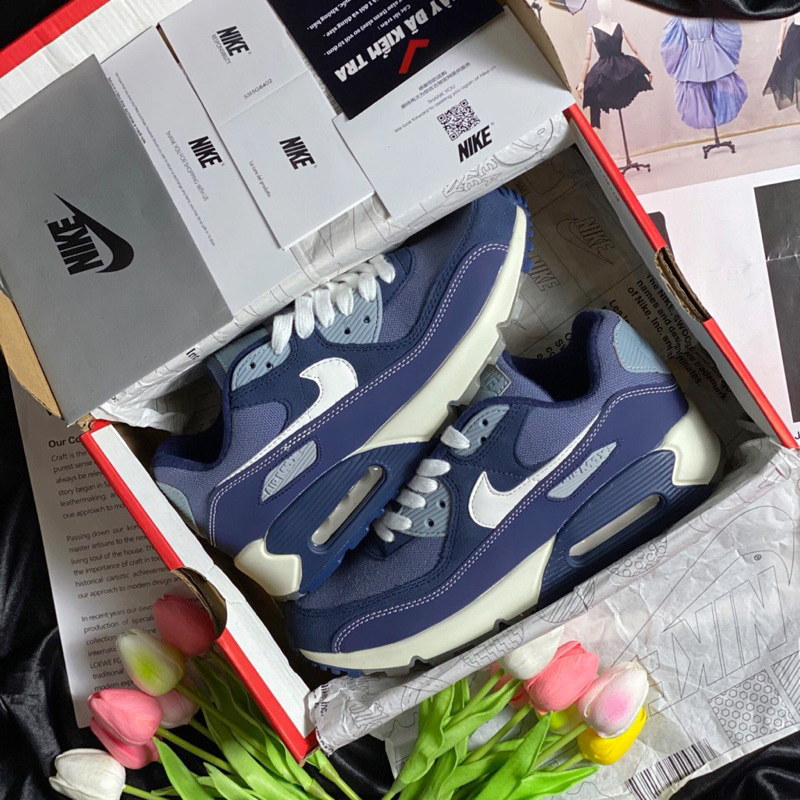 Giày Air Max90 Futura Cork Blue White - Sneaker Air max 90 Xanh Navy Cao Cấp Fullbox