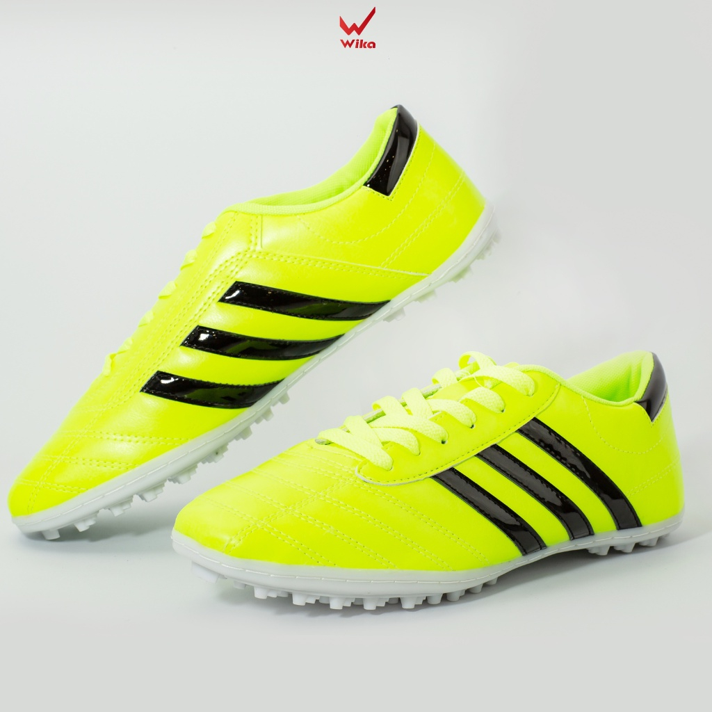Giày Đá Bóng 3 Sọc Wika Chính Hãng, Giày Wika 3 Sọc Đá Bóng Sân Cỏ Nhân Tạo Chất Liệu Da Pu Cao Cấp