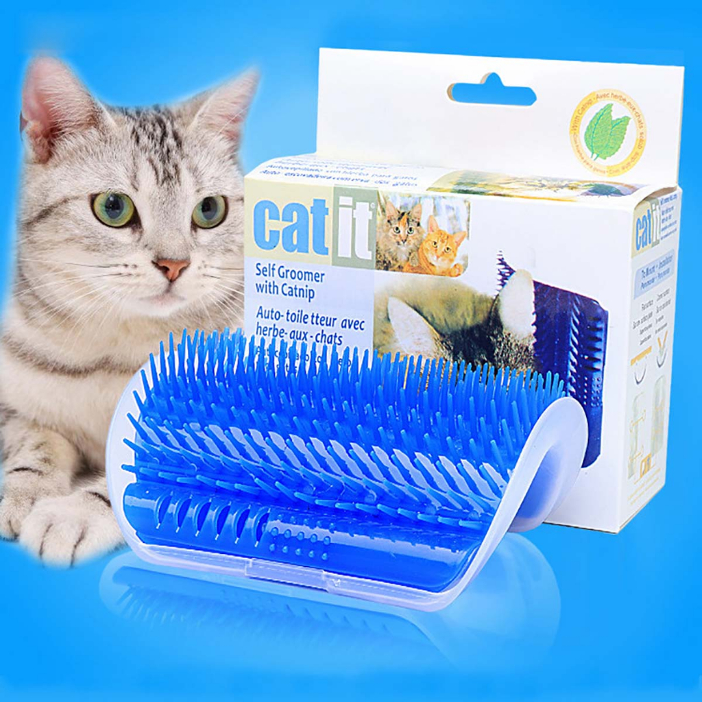 Bàn Chải Massage Mèo Lông Ngắn Cún Thú Cưng Chuột Hamster Thỏ Tự Động Gãi Ngứa Cho Mèo Dán Gắn Tường Body Đầu Mặt Cơ Thể