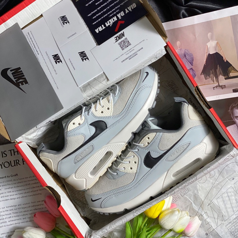 Giày Air Max90 Futura Lace Toggle Grey Blue - Sneaker Air max 90 Xám Xanh Cao Cấp