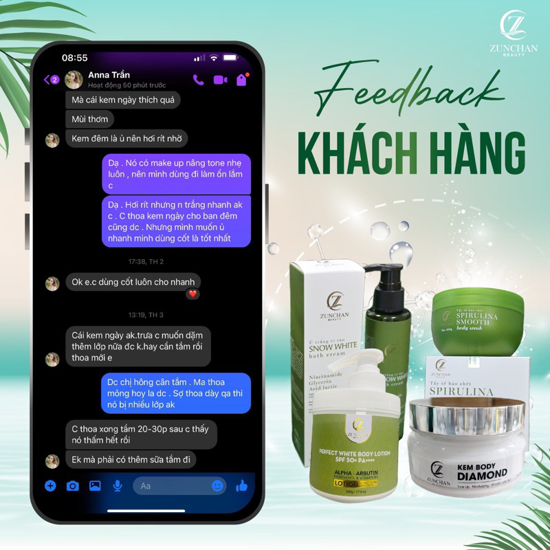 Kem make up chống nắng SPF 50+-Kem làm trắng da PERFECT WHITE BODY ZUNCHAN