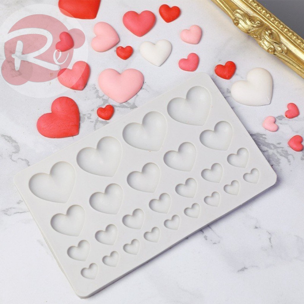 – Khuôn silicon - 25 trái tim - Trang trí bánh sinh nhật bánh kem