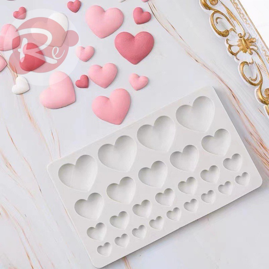 – Khuôn silicon - 25 trái tim - Trang trí bánh sinh nhật bánh kem