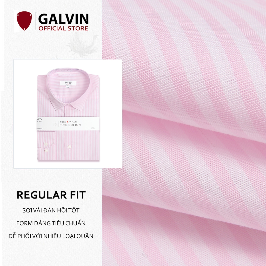 Áo sơ mi nam Cotton USA cao cấp mát co giãn form tiêu chuẩn, họa tiết sọc mềm mịn ưa da SMLIFE02-m20 - Galvin Store