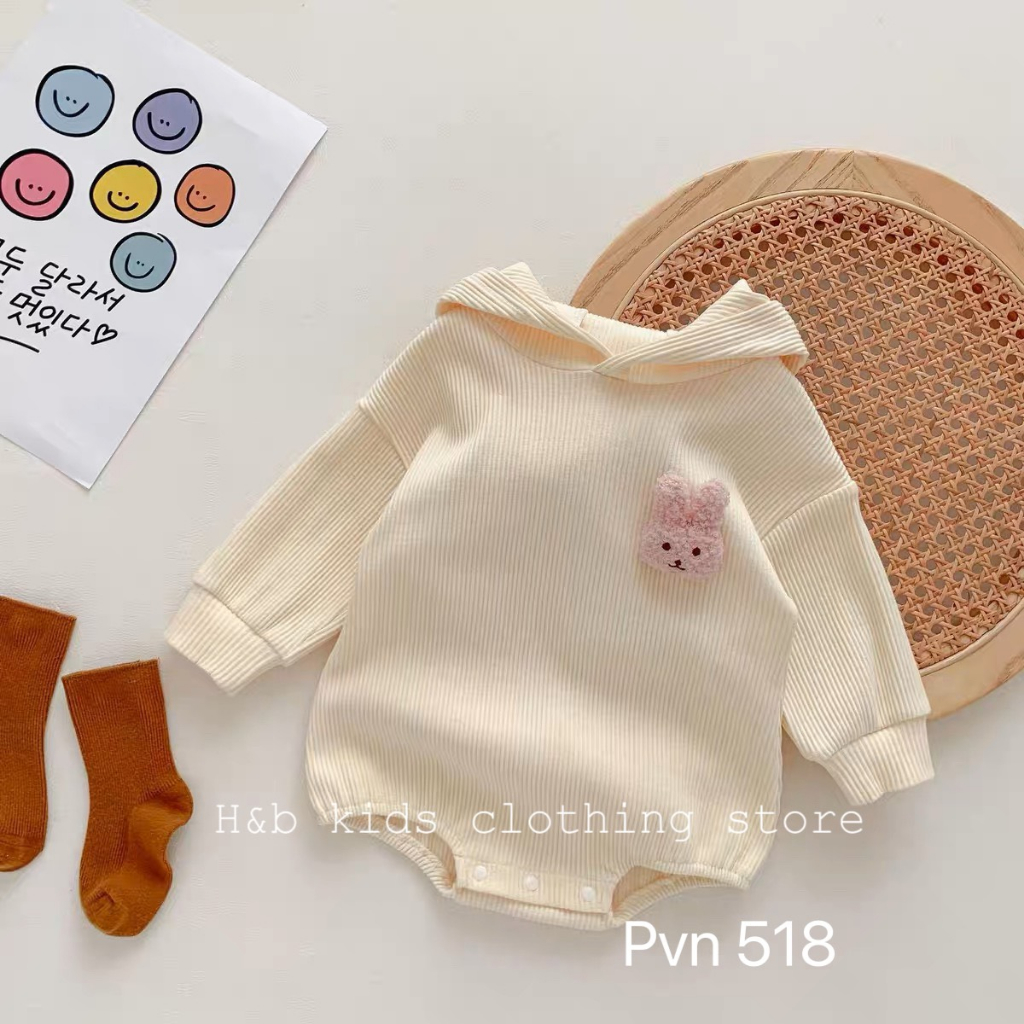 Bodysuit bé gái, body liền thân dài tay hè thu bé sơ sinh từ 5-13kg, hàng đẹp xuất Hàn thiết kế dáng thỏ