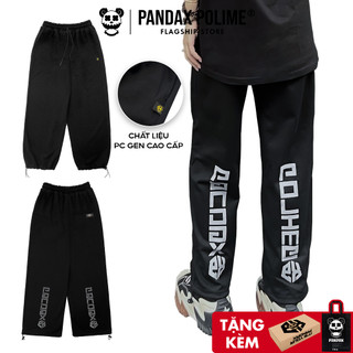 Quần ống rộng bigsize nam local brand Pandax polime thun dài dây rút unisex phong cách hiphop màu đen