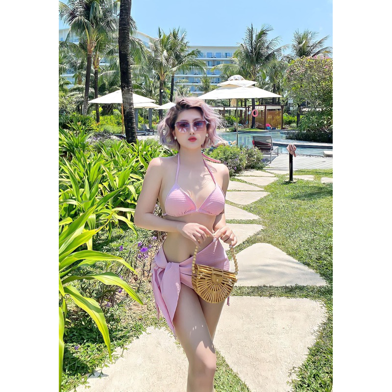 Set Bikini 3 Món EMMA Vải Xốp Ô Vuông Hot Trend