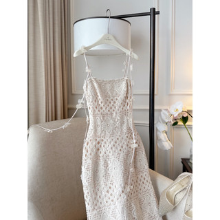 [RÁCH STORE] Đầm Dài - 442 - 2 Dây Đính Hoa - Ren