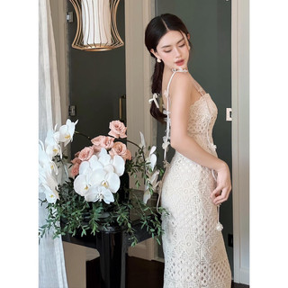 [RÁCH STORE] Đầm Dài - 442 - 2 Dây Đính Hoa - Ren