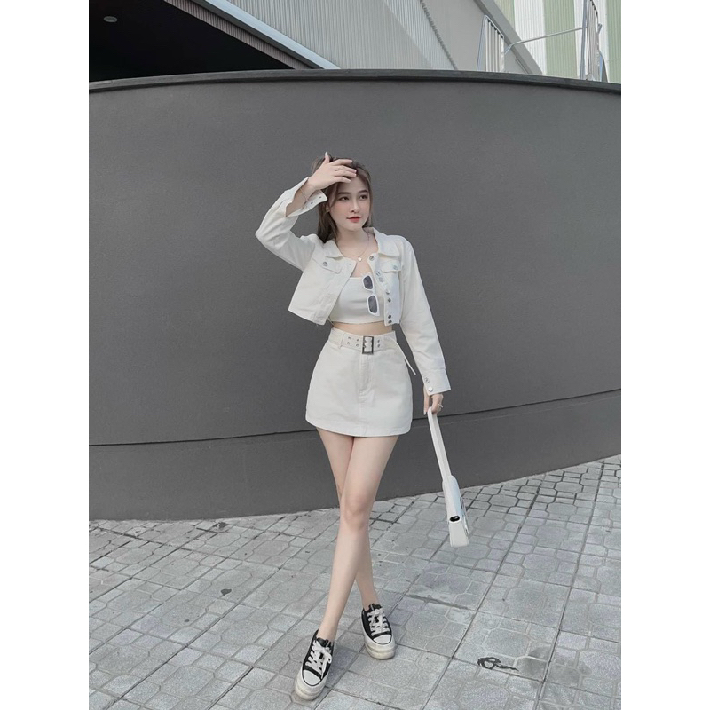 Sét Áo Khoác Kaki  Phối Chân váy có lót trong chất bozip xịn sò thời trang 2023